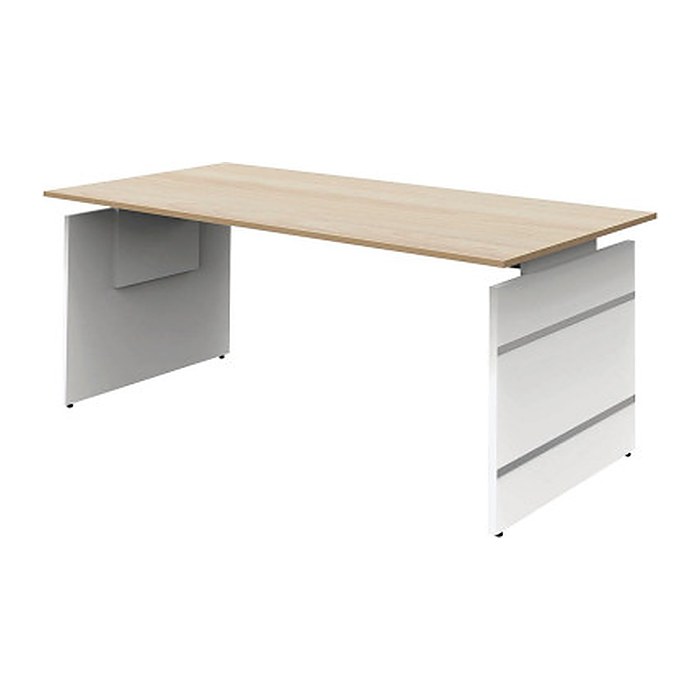 Kerkmann höhenverstellbarer Schreibtisch ahorn rechteckig, Wangen-Gestell weiß 180,0 x 80,0 cm