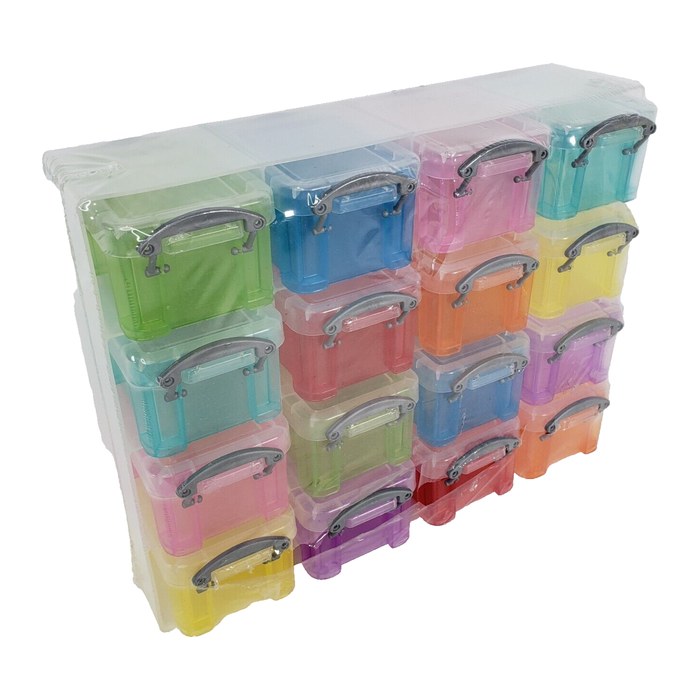 Really Useful Box Kleinteilemagazin 16x 0,14 l transparent, bunt 28,0 x 8,5 x 22,5 cm, 1 St.