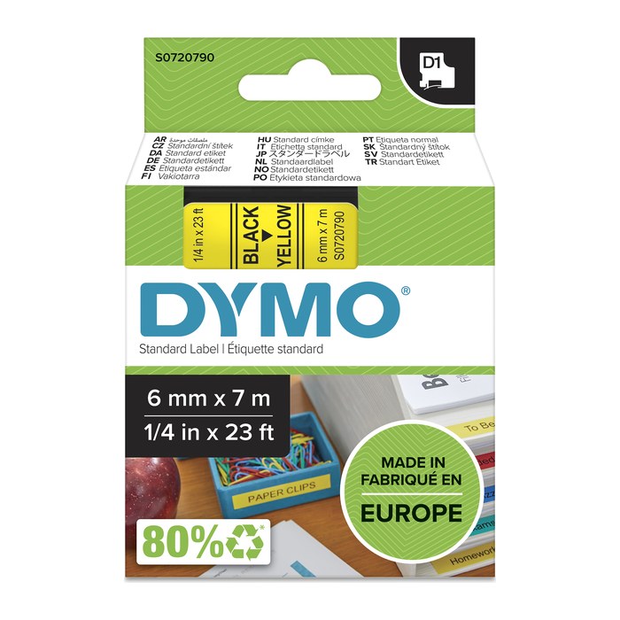 DYMO Schriftband D1 43618 S0720790, 6 mm, schwarz auf gelb, 1 St.