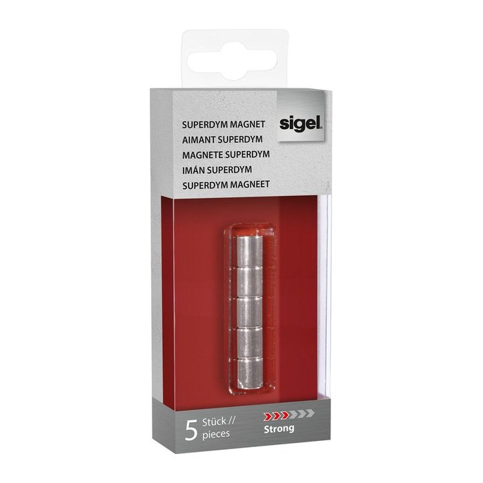 SIGEL Strong Magnete silber, Metall Ø 1,0 x 1,0 cm, 5 St.