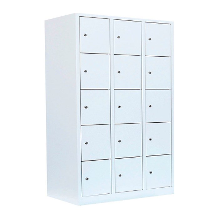 LÜLLMANN Schließfachschrank signalweiß 523537, 15 Schließfächer 118,5 x 50,0 x 180,0 cm