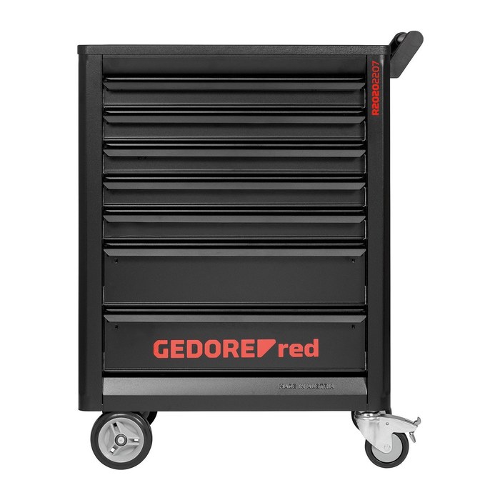 GEDOREred GEDMaster R20202207 Werkstattwagen mit Lochwand schwarz 7 Schubladen