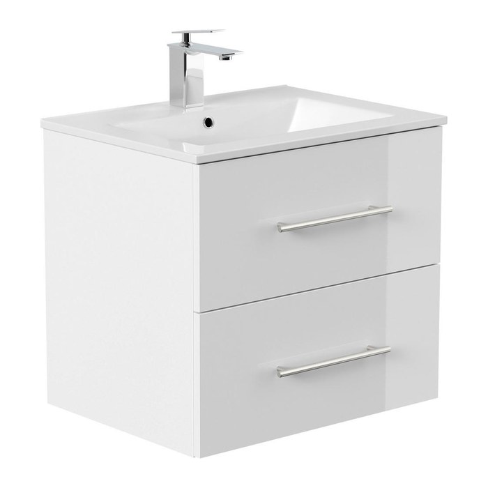 POSSEIK Waschbecken mit Unterschrank HOMELINE 60 weiß glanz 61,5 x 46,5 x 56,0 cm
