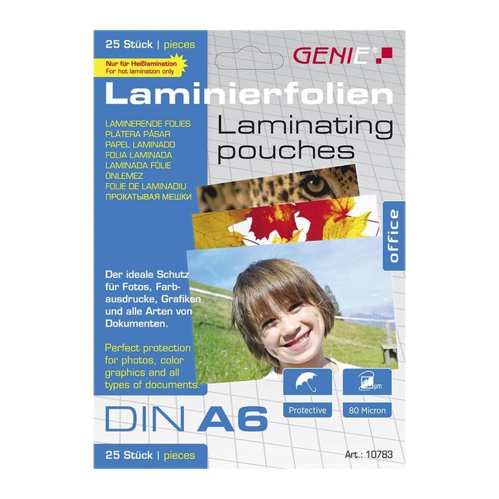 GENIE Laminiertaschen 25 A6 Folien 80 Mic.