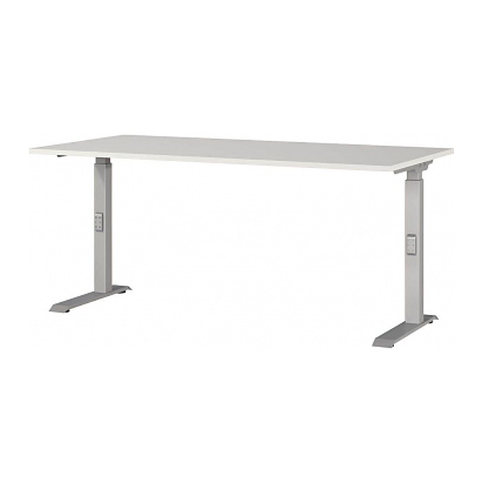 GERMANIA DOWNEY höhenverstellbarer Schreibtisch lichtgrau rechteckig, C-Fuß-Gestell silber 160,0 x 80,0 cm