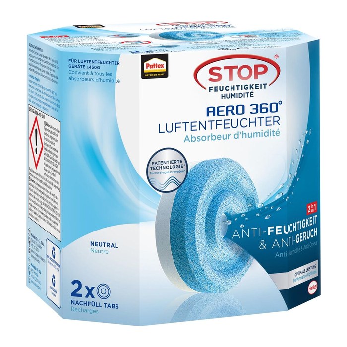 Pattex Luftentfeuchter Nachfüll Tabs für Aero 360 2x450g