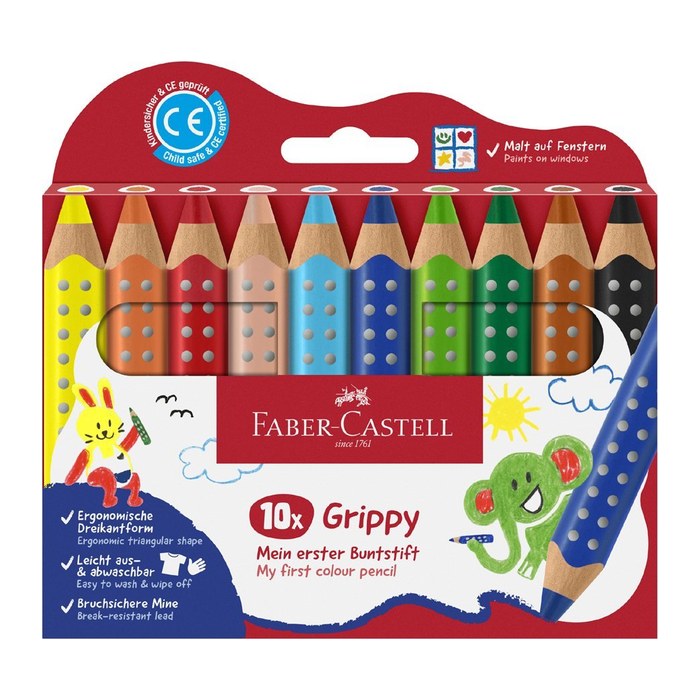 FABER-CASTELL Grippy Buntstifte farbsortiert, 6 St.