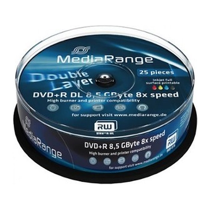 MediaRange DVD+R DL 8x 25pcs Cake Inkjet Fullsurface Printab
