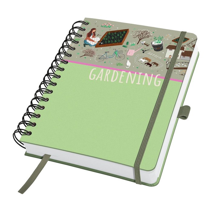 SIGEL Notizbuch mit Spirale Jolie® ca. DIN A5 blanko, braun, grün, rosa Hardcover 240 Seiten, 1 St.