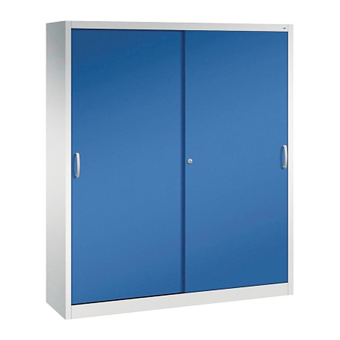 CP Schiebetürenschrank C 2000 Acurado, 2140-00 S10110 lichtgrau, enzianblau 8 Fachböden 160,0 x 40,0 x 195,0 cm