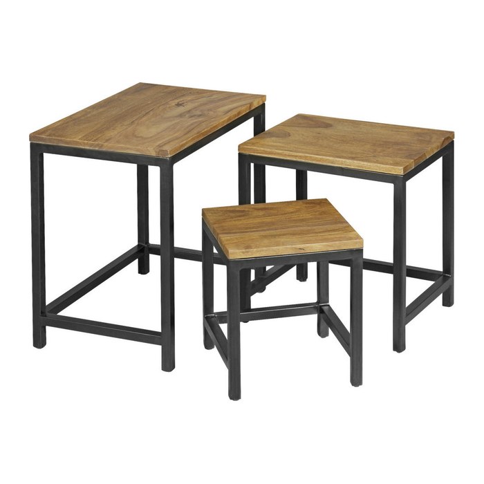 WOHNLING Beistelltische-Set rechteckig Massivholz sheesham, 1 St.