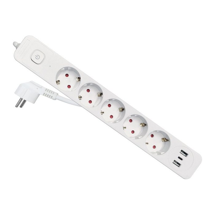 Equip Steckdosenleiste 5xSchuko/2xUSBA/USBC+Switch ÜSS Pla.