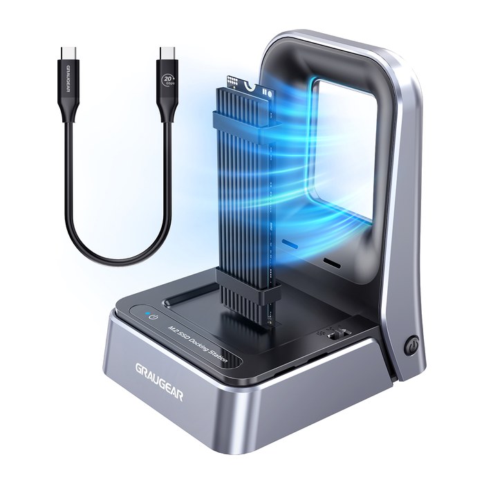 GRAUGEAR externe Docking M.2 NVMe/NGFF SSD mit Lüfter 20Gbit