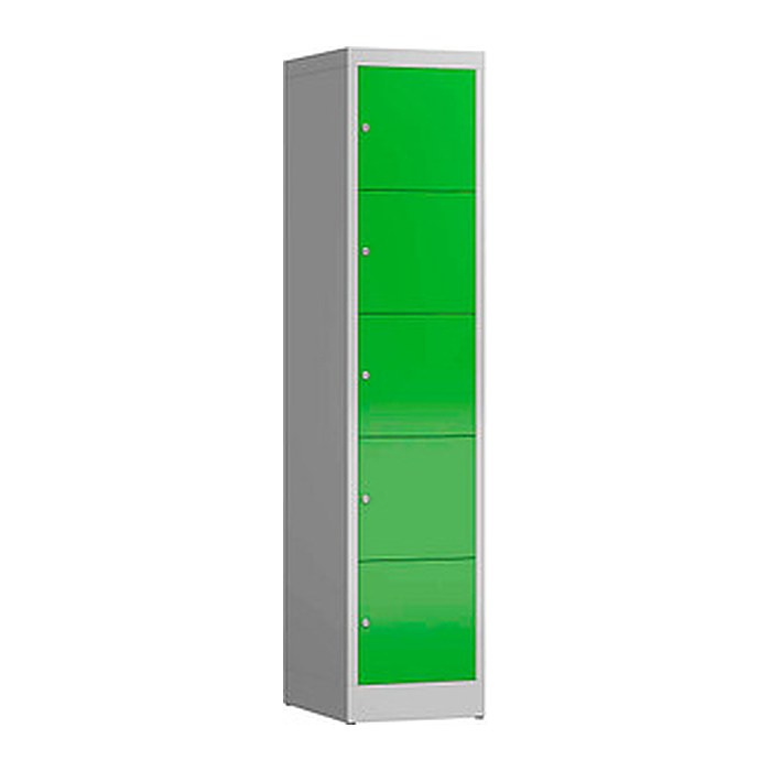 ClassiX Schließfachschrank gelbgrün, lichtgrau X-523515, 5 Schließfächer 41,5 x 50,0 x 180,0 cm