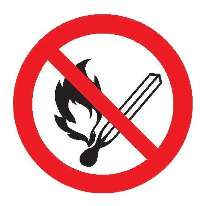 SafetyMarking® Verbotsaufkleber "Keine offene Flamme, Feuer, offene Zündquelle und Rauchen verboten" rund 20,0 cm, 1 St.