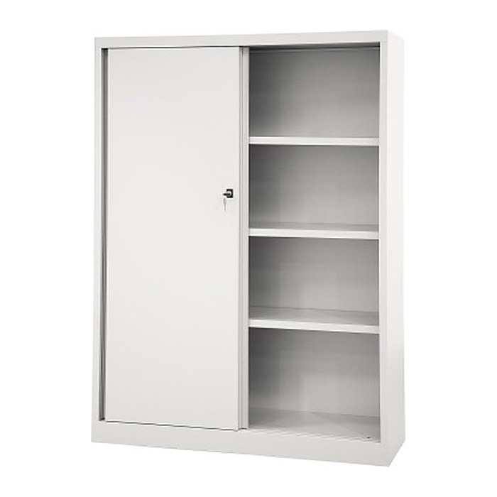 BISLEY Schiebetürenschrank ECO, SD12173S645 lichtgrau 3 Fachböden 120,0 x 43,0 x 163,7 cm