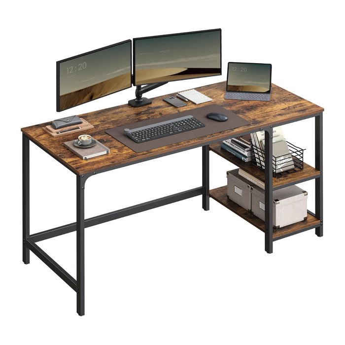 VASAGLE Schreibtisch braun rechteckig, 4-Fuß-Gestell schwarz 120,0 x 60,0 cm