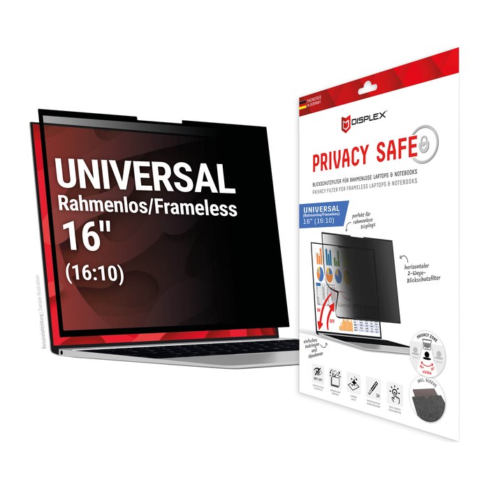 DISPLEX® Privacy Safe wiederablösbare 2-Wege Display-Blickschutzfolie für 40,6 cm (16,0 Zoll)