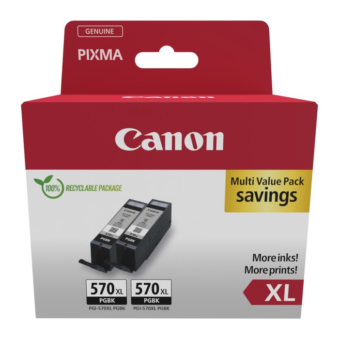 Canon PGI-570 XL PGBK Twinpack schwarz Druckerpatronen, 2er-Set