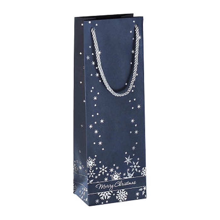 SIGEL Geschenktüten für Flaschen Silver Snowflakes Motiv 12,5 x 36,0 cm, 3 St.