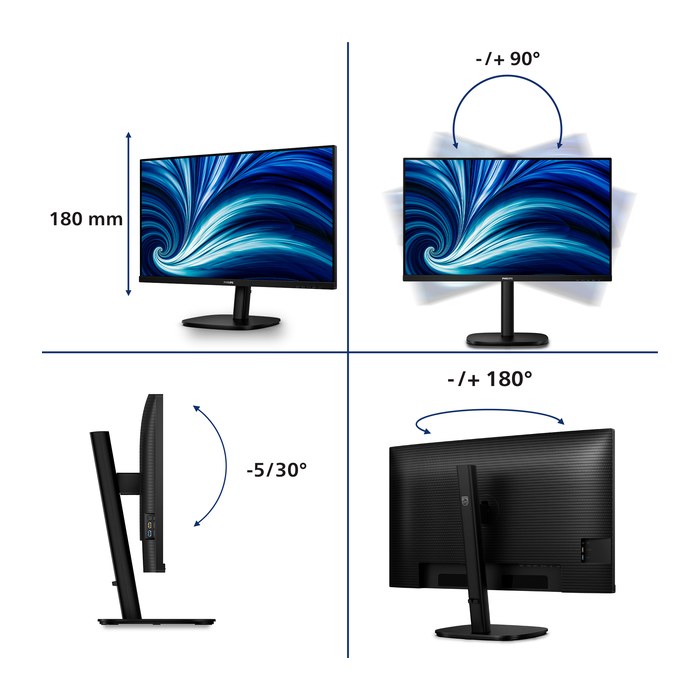 Philips 80,0cm (31,5") 32B2U3601 16:09 HDMI+DP+USB-C black