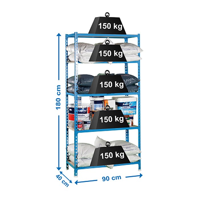 Simonrack Schwerlastregal MADERCLICK 8435104907849 blau 90,0 x 40,0 x 180,0 cm