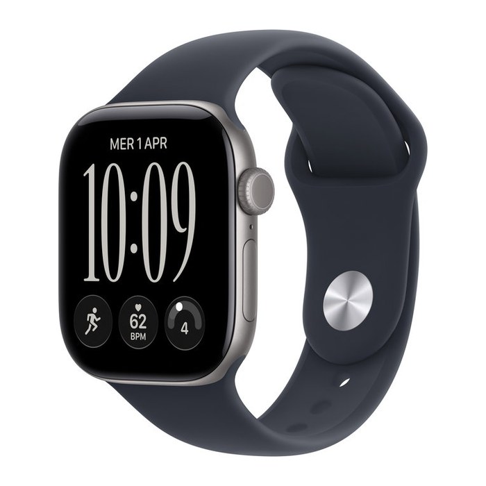 Apple Watch 12 42 mm Aluminium Space Grau (GPS + Cellular) Sportarmband S/M blau