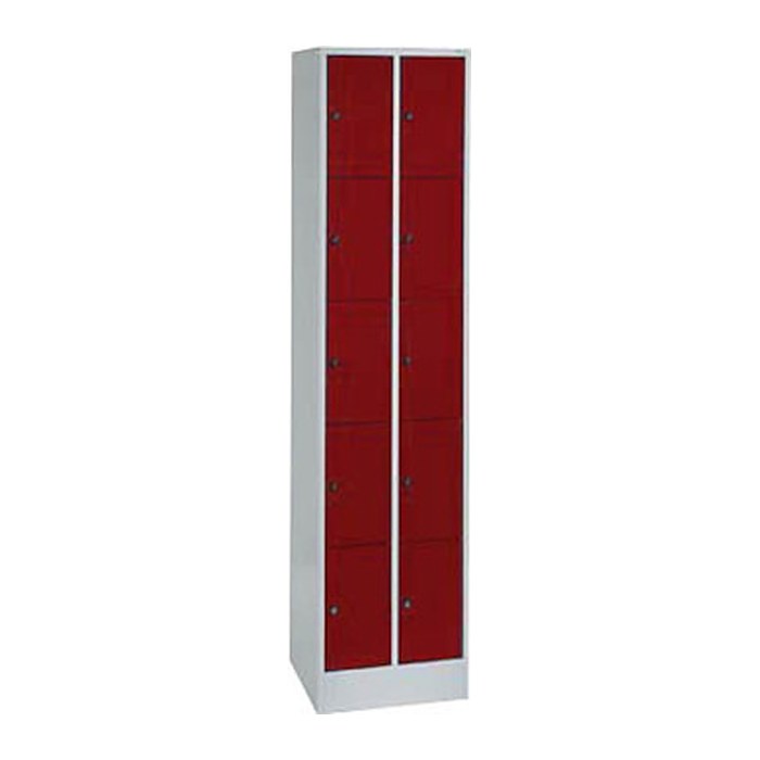 CP Schließfachschrank S 2000 Classic lichtgrau, rubinrot 80700-20 S10003, 10 Schließfächer 46,0 x 48,0 x 195,0 cm