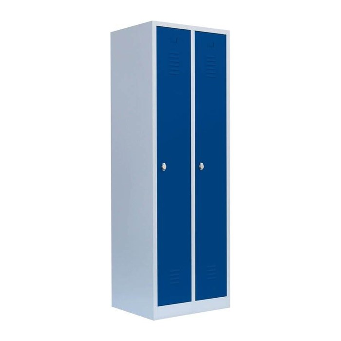 LÜLLMANN Spind enzianblau, lichtgrau 510121, 2 Schließfächer 60,0 x 50,0 x 180,0 cm