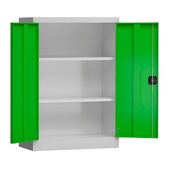 ClassiX Stahlschrank X-530325 lichtgrau, gelbgrün 2 Fachböden 92,0 x 42,0 x 120,0 cm, aufgebaut, 1 St.