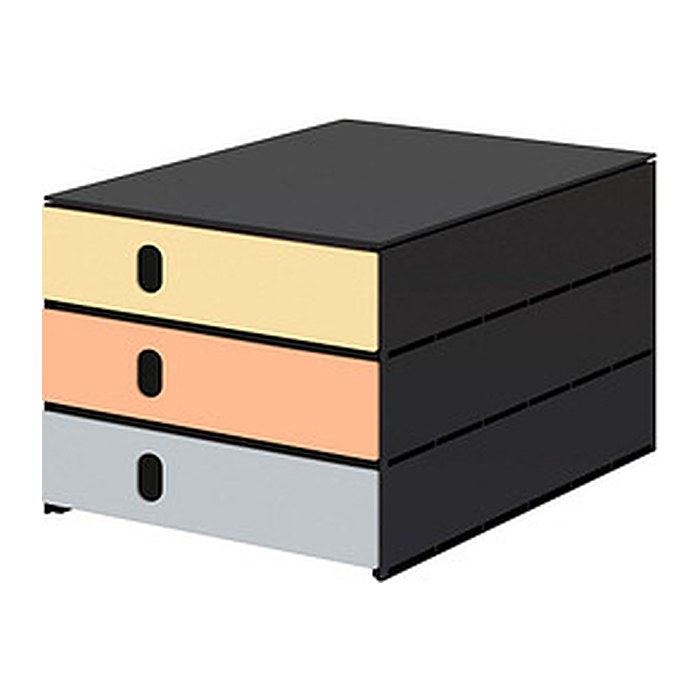 styro Schubladenbox styroval pro feelings Butterfly orange, gelb, grau 14-8050.Bu, DIN A4 mit 3 Schubladen, 1 St.