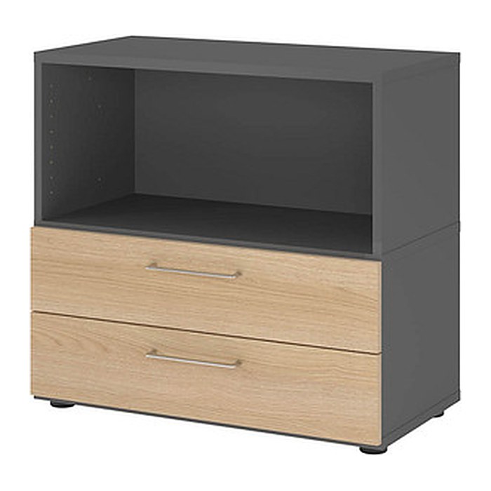 HAMMERBACHER Regalschrank FlexWall, VFW28S2KG/G/E/BS grafit, eiche 80,0 x 40,0 x 74,6 cm, 1 St.