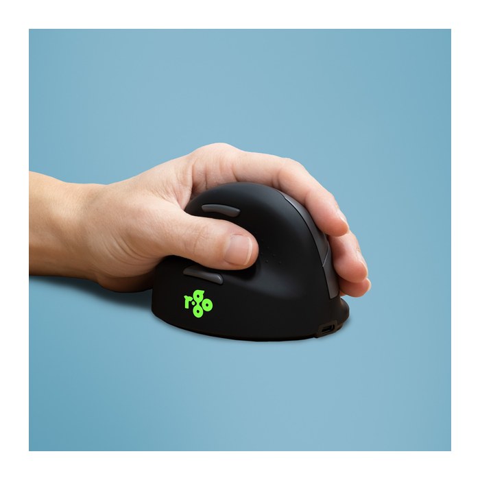 R-Go Maus HE ergonomisch links Bluetooth groß schw./silb