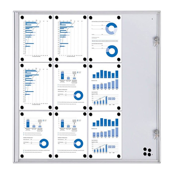Showdown® Displays Schaukasten Economy XS silber 12x DIN A4 93,1 x 2,6 x 96,3 cm, 1 St.