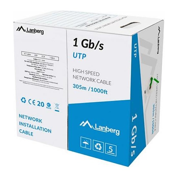 LANBERG LAN-Kabel 1Gb/s 305m Solid CCA grün