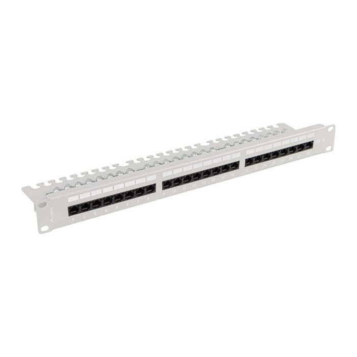 LANBERG 19" Patchpanel 1U 24-Port CAT.5E UTP + Kabelorg. gr