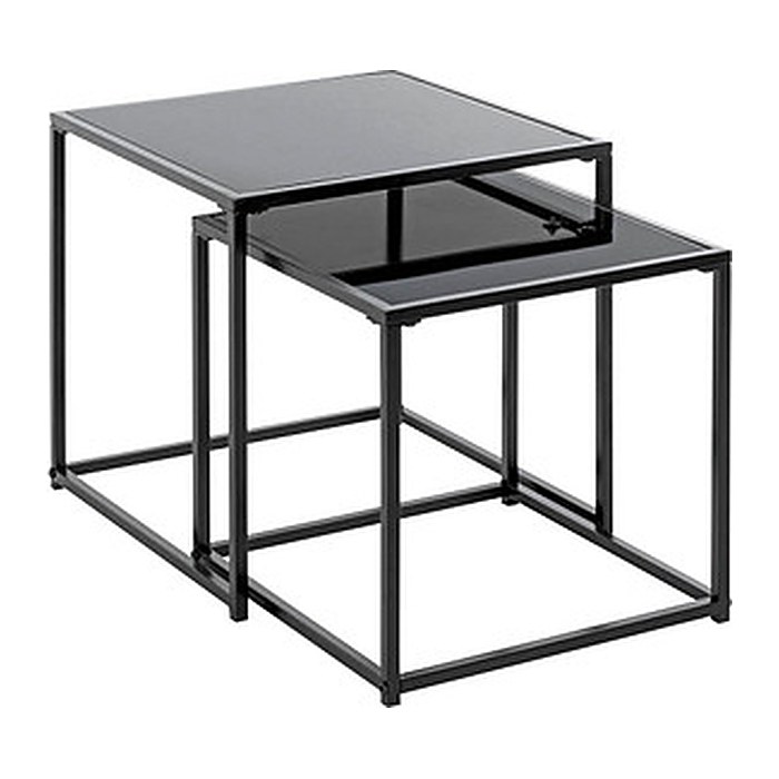 HAKU Möbel Beistelltische-Set rechteckig Sicherheitsglas schwarz, 1 Set