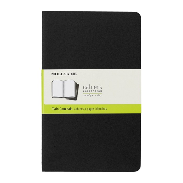 MOLESKINE Notizbücher Cahier ca. DIN A5 blanko, schwarz Softcover 80 Seiten, 3 St.