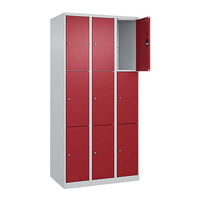 CP Schließfachschrank Classic Plus lichtgrau, rubinrot 080000-303 S10001, 9 Schließfächer 90,0 x 50,0 x 185,0 cm