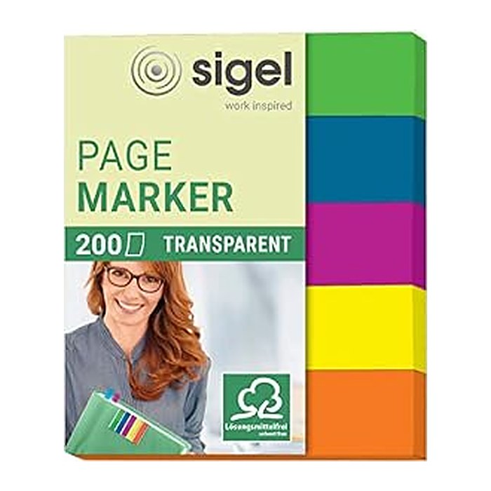 SIGEL Haftmarker transparent Haftmarker farbsortiert 5x 40 Streifen
