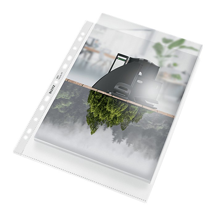 LEITZ Prospekthüllen recycle 4021 Maxi DIN A4 transparent genarbt 0,10 mm, 25 St.