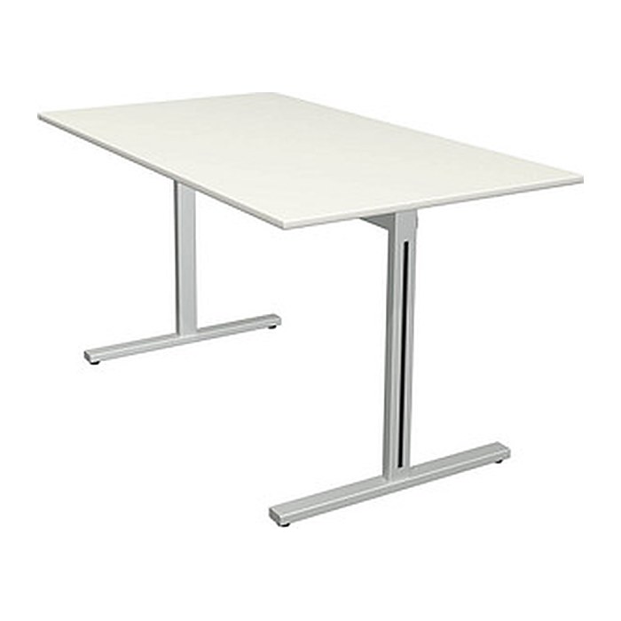 Kerkmann Form 1 Schreibtisch weiß rechteckig, T-Fuß-Gestell silber 140,0 x 80,0 cm