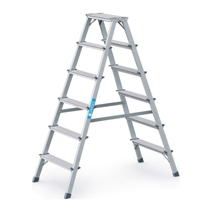 ZARGES Stehleiter beidseitig Scana B silber 2x 6 Stufen, H: 140,0 cm