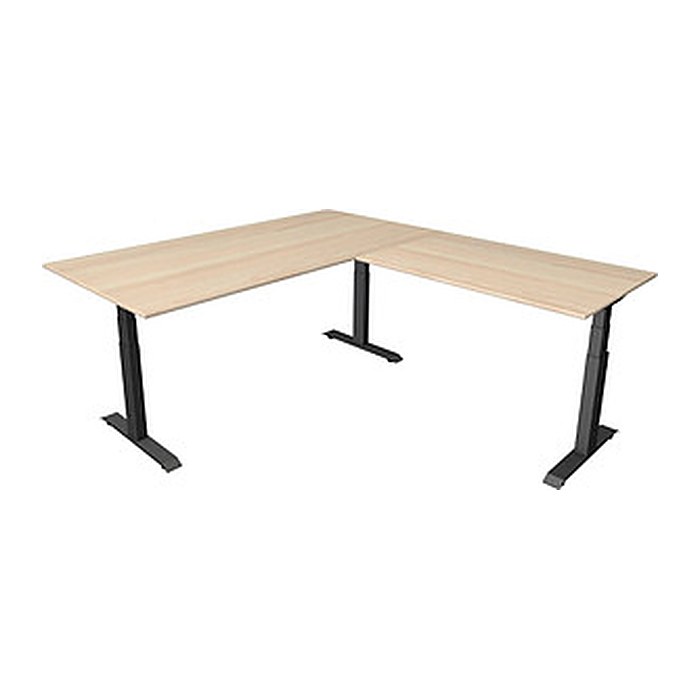 Kerkmann Move 4 elektrisch höhenverstellbarer Schreibtisch ahorn rechteckig, T-Fuß-Gestell grau 200,0 x 220,0 cm