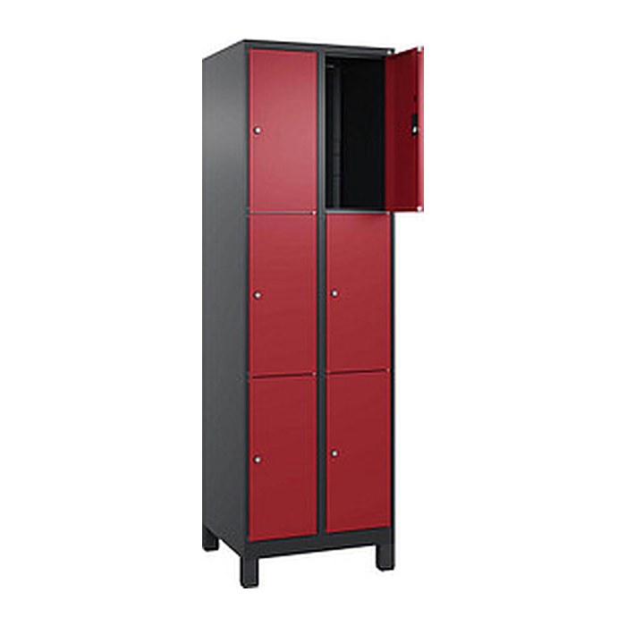 CP Schließfachschrank Classic Plus rubinrot, schwarzgrau 080010-203 S10035, 6 Schließfächer 60,0 x 50,0 x 195,0 cm