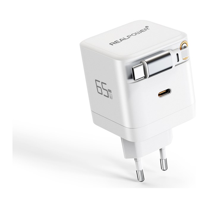 REALPOWER GaN Charger 65W weiss,65 Watt, 2x Type-C