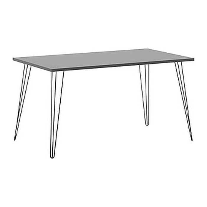 MÖBELPARTNER Fynn Schreibtisch platingrau rechteckig, 4-Fuß-Gestell schwarz 120,0 x 80,0 cm