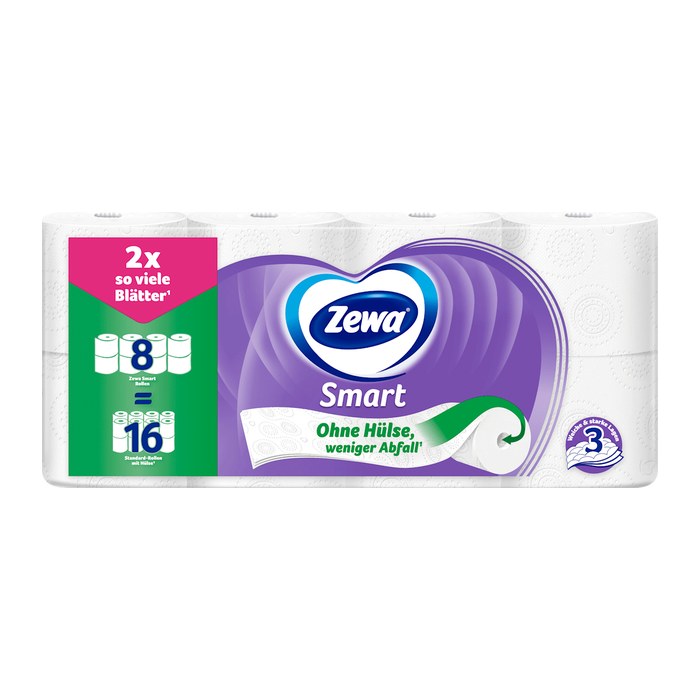 Zewa Toilettenpapier Smart 3-lagig, 8 Rollen