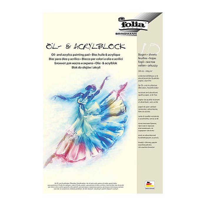 folia Zeichenblock für Öl- und Acrylfarben DIN A3 290 g/qm, 10 Blatt, 10 Blatt