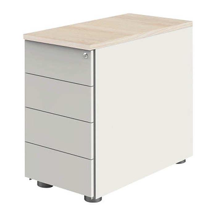 Kerkmann Form 1 Standcontainer weiß, ahorn 4 Auszüge ohne-Muldengriff weiß 42,0 x 80,0 x 72,0 - 76,0 cm